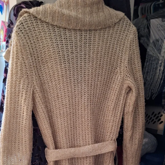 Faded Glory Mid-thigh Cardigan, Shawl Collar, 5 Buttons, Belted, Pockets! - Picture 4 of 7